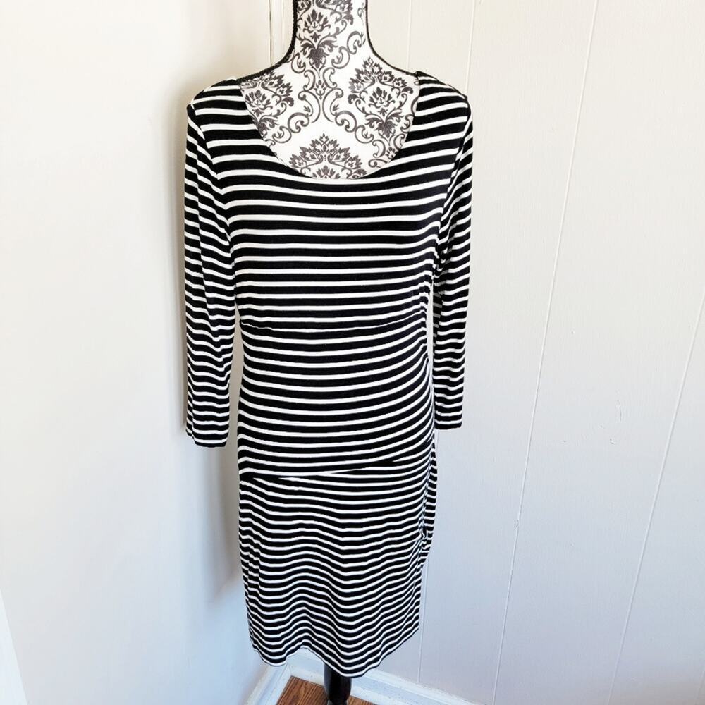 Vince Camuto Striped Scoopneck Midi Sheath Dress